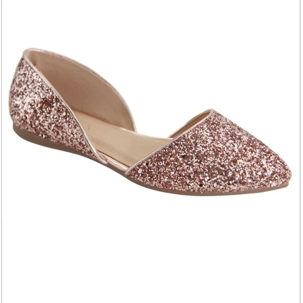Rose Gold Glitter Casual D’ Orsay Flat Shoes - Picture 3 of 5